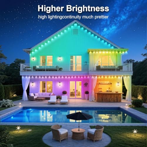 150FT Outdoor RGB LED Light Strips with App Control Waterproof IP67 Halloween Christmas