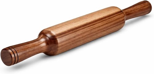 Hardwood Rolling Pin 12 Inch - Wooden Dough Roller with Easy Grip Handles | Ideal for Roti, Chapati, Pastry & Pizza