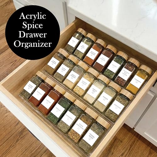 Savvy & Sorted Clear Large Acrylic Spice Drawer Organizer 4-Piece Expandable