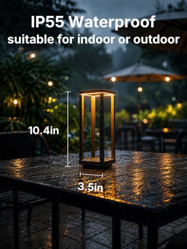 Dark Gray 2-Pack Rechargeable Cordless Table Lamps - Portable 10" LED Lights