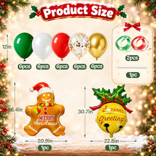Christmas Balloons Set with Santa Reindeer & Confetti - Holiday Party Decorations