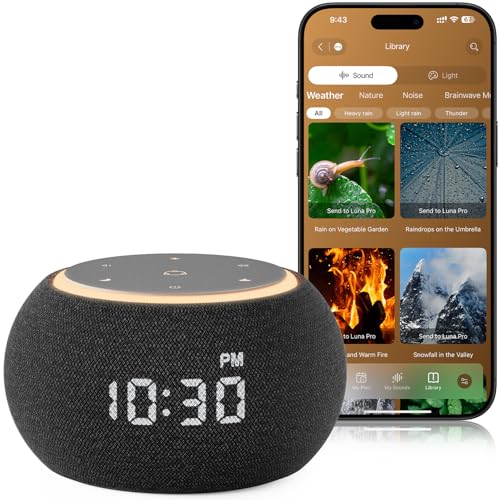 Hotmoon Luna Pro Smart Sound Machine Black - 507 Sounds, Dual-Stage Alarm, Plug-in