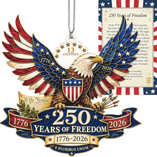 250th Anniversary USA Ornament - Patriotic Bald Eagle Acrylic Christmas Keepsake