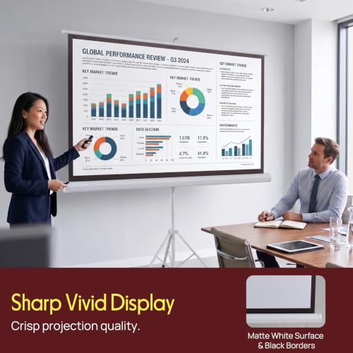 50-Inch Portable Projector Screen with Tripod Stand - Lightweight & Indoor/Outdoor Use
