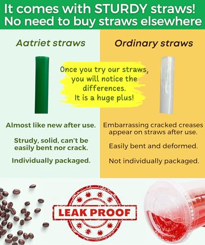Disposable 32 oz Clear Plastic Cups with Lids & Straws - Party Drinkware Set