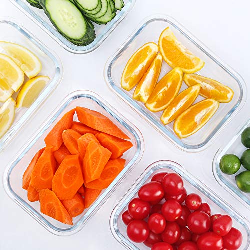 M MCIRCO Gray Glass Food Storage Containers 10 Pack, 22oz Meal Prep