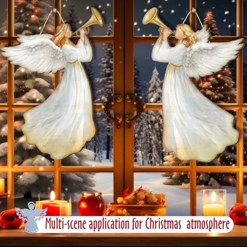 Retro Christmas Hanging Angel Wooden Sign Set - Outdoor Holiday Decor