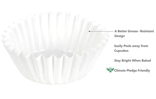 Caperci Heavy Duty Standard White Cupcake Liners 150 Counts - Grease-Resistant Paper Muffin Baking Cups, Odorless, No Muffin Pan Needed, Easily Peels (White)