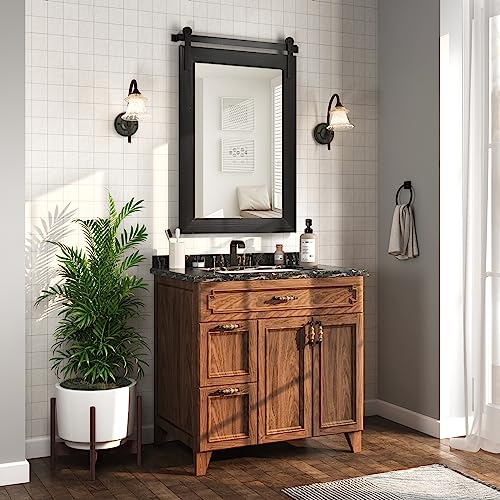 COGOOD Farmhouse Wall Mirror 30 x 22 Black Over Sink Rustic Industrial