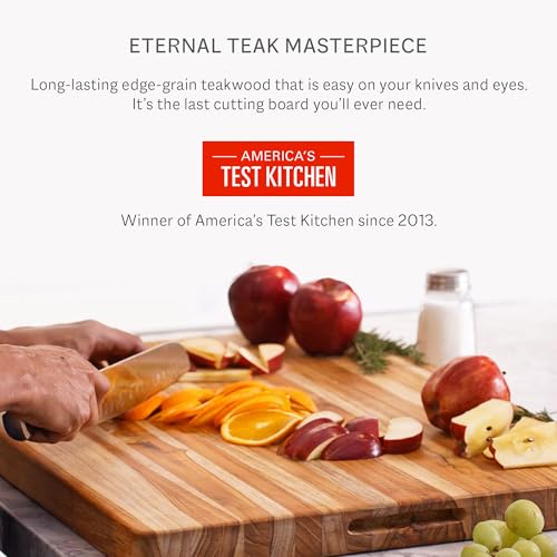 Medium Teakwood Cutting Board with Juice Groove - 18x14 Inches, Reversible