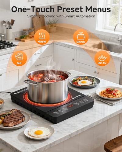 AAOBOSI 6.8 Inch Portable Induction Cooktop 1800W with 20 Temp & Power Levels