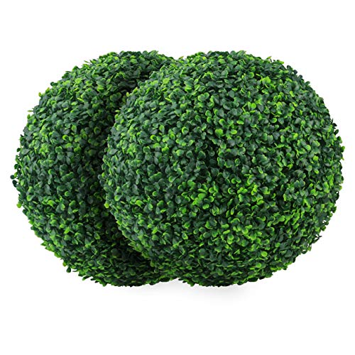 Sunnyglade 15.7 Inch Artificial Boxwood Topiary Ball 4-Layer Outdoor Decor, 2 Pack