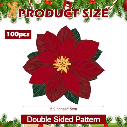 Poinsettia 100 Pcs 6'' Christmas Cheese Parchment Paper Doilies - Tenceur