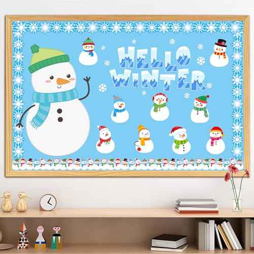 45 Pcs Snowmen Cutouts for Bulletin Board - Winter Classroom Christmas Party Decoration