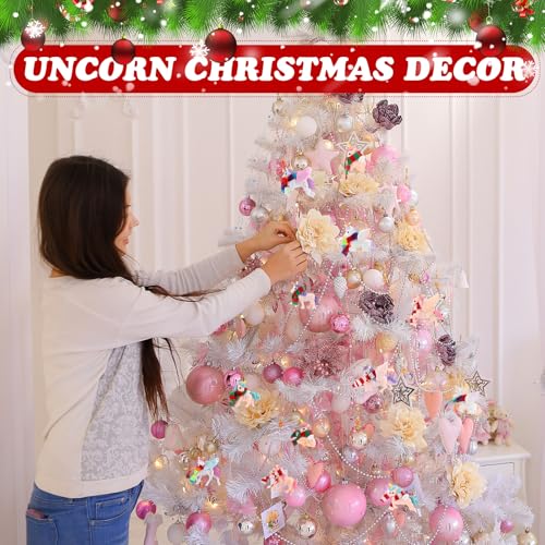 Civaner 12 Pack Christmas Unicorn Ornaments - Holiday Tree Decorations
