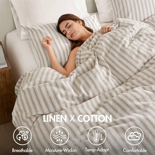 Madison Park Linen Cotton Rayon Duvet Cover Set - King, Tan