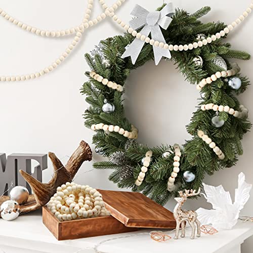 WILLBOND 3 Pcs Wooden Bead Garland for Christmas Tree Beige, 29.5 ft