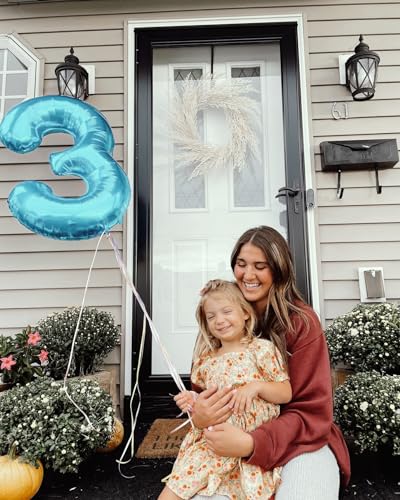 Pearlescent Blue Number 24 Balloon 40 inch, 24 Number Balloons, 24th Birthday Decorations, 24 Year Old Women Men Pearlescent Blue Party Supplies