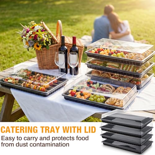 Extra Large Charcuterie Board with Clear Lid - 18x12 Inch Black - 5 Pack
