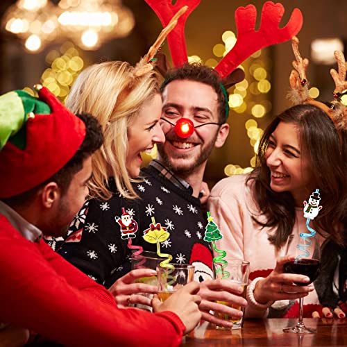 Christmas Theme Reusable Drinking Straws 24pcs with 2 Cleaning Brushes