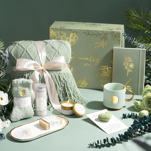 MAYICIVO Sage Green Self Care Gift Basket for Women Birthday & Get Well Soon