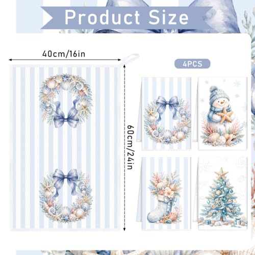Coastal Christmas Beach Seashell Kitchen Towels - InIsaJace Coastal Christmas