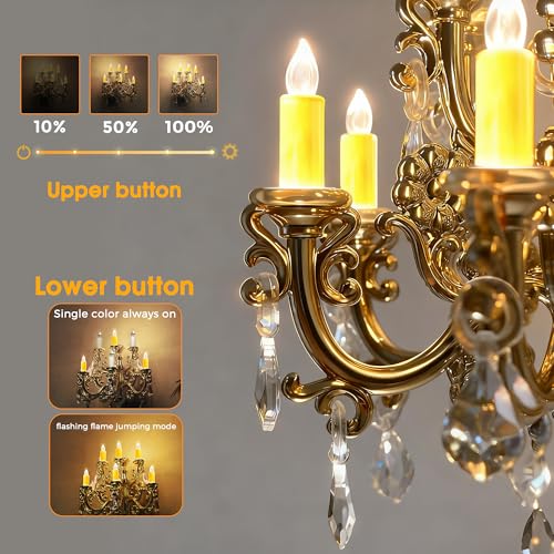 L LOHAS LED Night Light Wall Plug - Gold Chandelier Candle Flame Effect