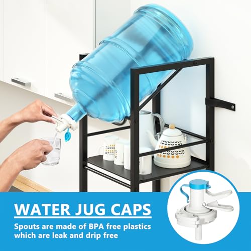 Eocnrhe 2-In-1 5 Gallon Water Jug Holder with Dispenser, 11.02 x 11.02 x 55.51 Inches Storage Rack for Kitchen Office Garage