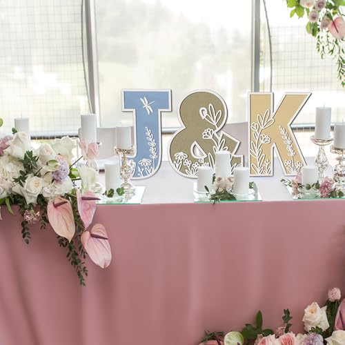 Layered 12 Inch Large Wooden Letters for Wall Decor, Flowered Paintable Wooden Nursery Letters for Crafts Wood Alphabet Letter M for Birthday Boho Nursery Name Sign Wedding Home Decoration