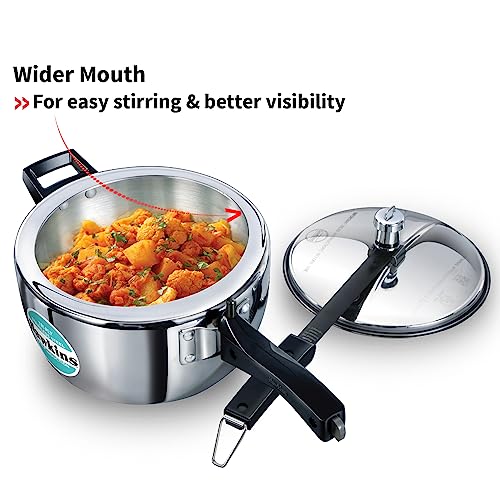Hawkins 3.7 Quarts Triply Stainless Steel Pressure Cooker with Inner Lid, Silver HSST35