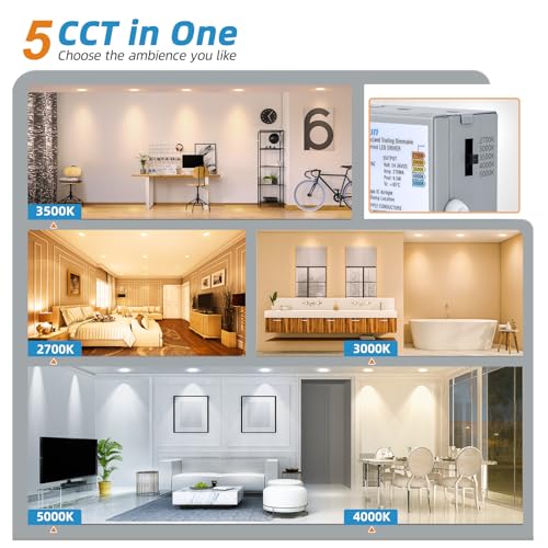 White 6 Inch Recessed Light with Night Light - 5 CCT Dimmable 1080LM