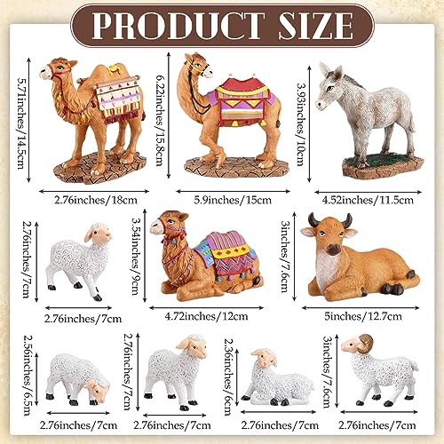 Barydat 10-Piece Nativity Animals Set - 7 inch Resin Manger Figurines