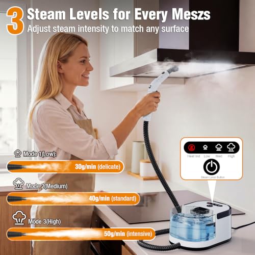 LABIGO White Handheld Steam Cleaner - Fast 15s Heat-Up for Home & Car