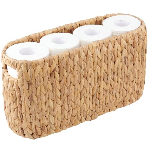 Natural Hyacinth Toilet Paper Storage Basket - Holds 8 Rolls, Coastal Bathroom Decor