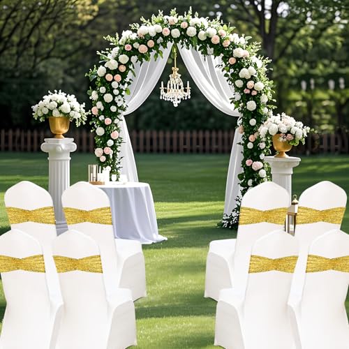 Gold Sequin Chair Sashes Set of 100 - Elegant Wedding & Party Decor