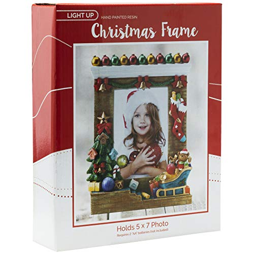 Light Up 5x7 Christmas Ornament Resin Picture Frame with Colorful LED Lights