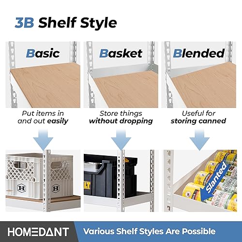 Garage Storage Shelves - White 28 Inch W 5-Tier Metal Shelving Unit - Tool-Free Assembly