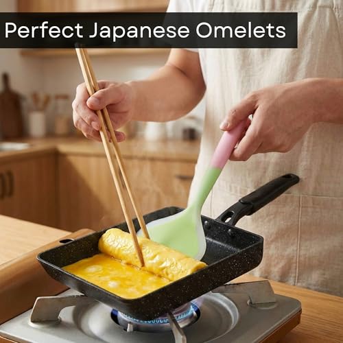 HAPPI STUDIO Tamagoyaki Pan - Japanese Egg with Lid, Square 7x6 Inch