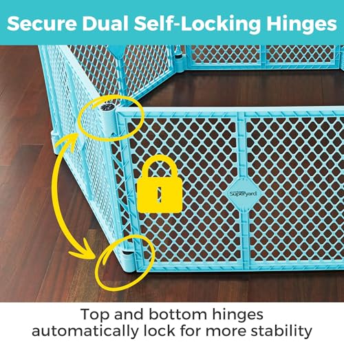 Toddleroo Baby Play Yard 6-Panel, 18.5 Sq Ft, 26 Inch Aqua Portable Safety Fence
