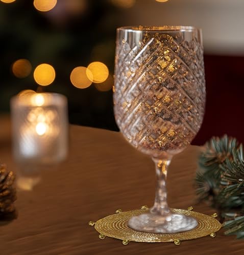 COTTON CRAFT Glitz Handmade Beaded Coasters - 8 Pack, 4in, Gold Bells (Variation: Gold Bells)