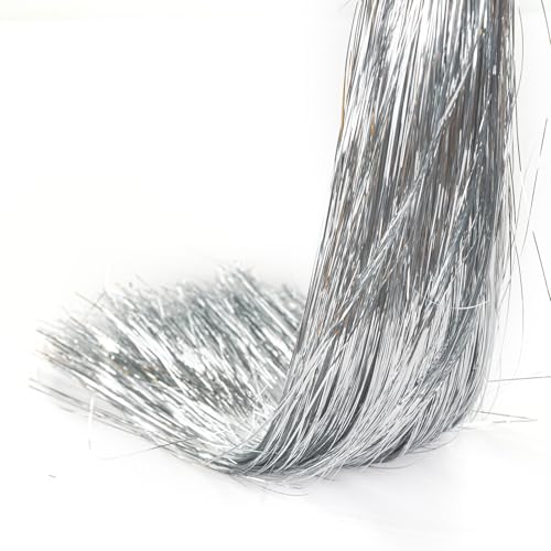 Silver Christmas Tinsel Icicles, 10,000+ Strands Metallic Foil Fringe Decorations