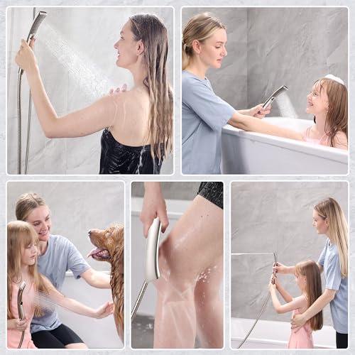 High Pressure Shower Head Combo with Dual Spray Settings & 2.5 GPM Flow - Brushed Nickel, Variation: Brushed Nickel / 2.5 GPM