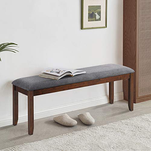 Grey Upholstered Dining Room Bench with Padded Seat and 660lbs Capacity - 47 Inch
