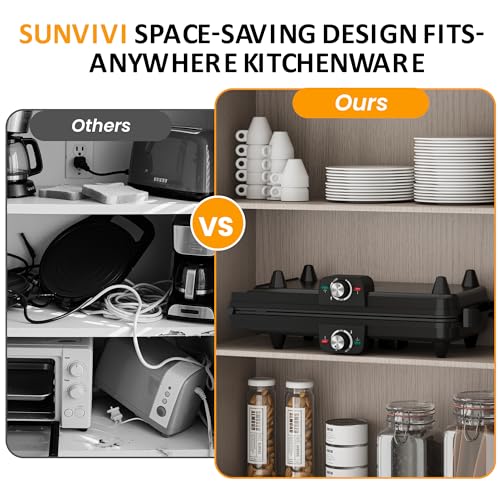 Sunvivi 38'' Large Electric Griddle with Nonstick Surface & Dual Temp Control