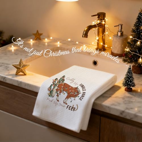Koesus SD-14 Western Cactus Christmas Horse Kitchen Towels - 16x24 Inches