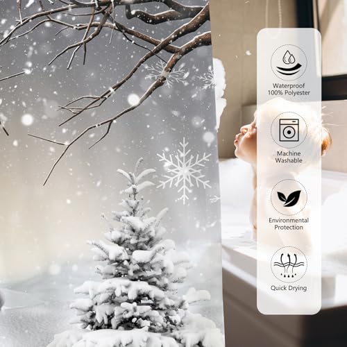 MEHOFOND Winter Snowman Shower Curtain 72x72 in with 12 Hooks
