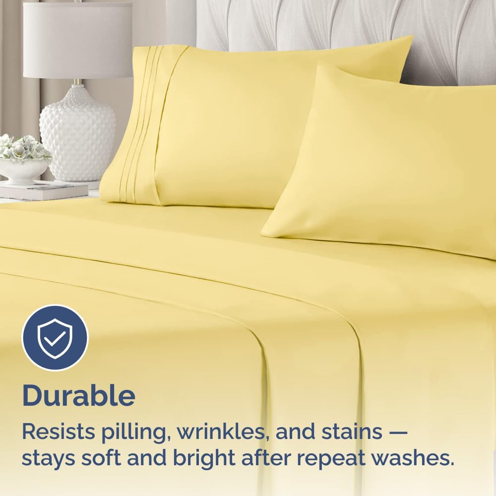 King Standard Pillow Cases - Soft Hotel Quality Covers for Comfy Bedding | Set of 4 - Yellow