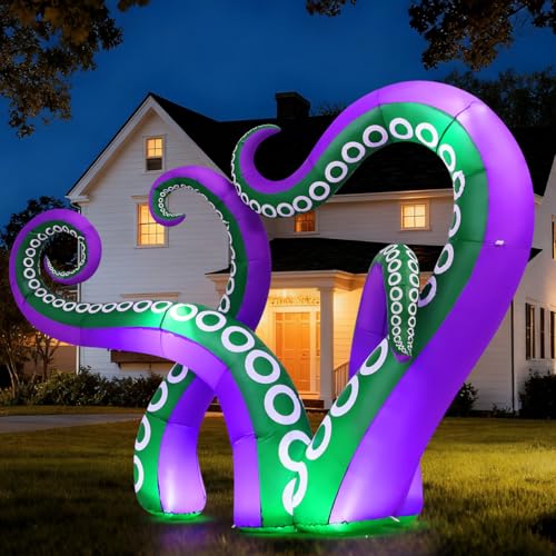 7.2 FT Inflatable Octopus Holiday Yard Decor with Built-in LEDs, Waterproof Outdoor Halloween & Christmas Decoration