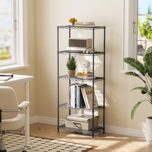 Golpart 5-Tier Adjustable Metal Wire Shelving Black 12"D x 22"W x 59"H