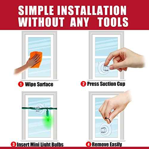 Mini Christmas Light Suction Cups [Set of 30] Small Holiday Light String Hooks Holders, Clear Rope Light Caddy Window Glass Suction Cup Clips Hang Seasonal Lights & Xmas Decorations